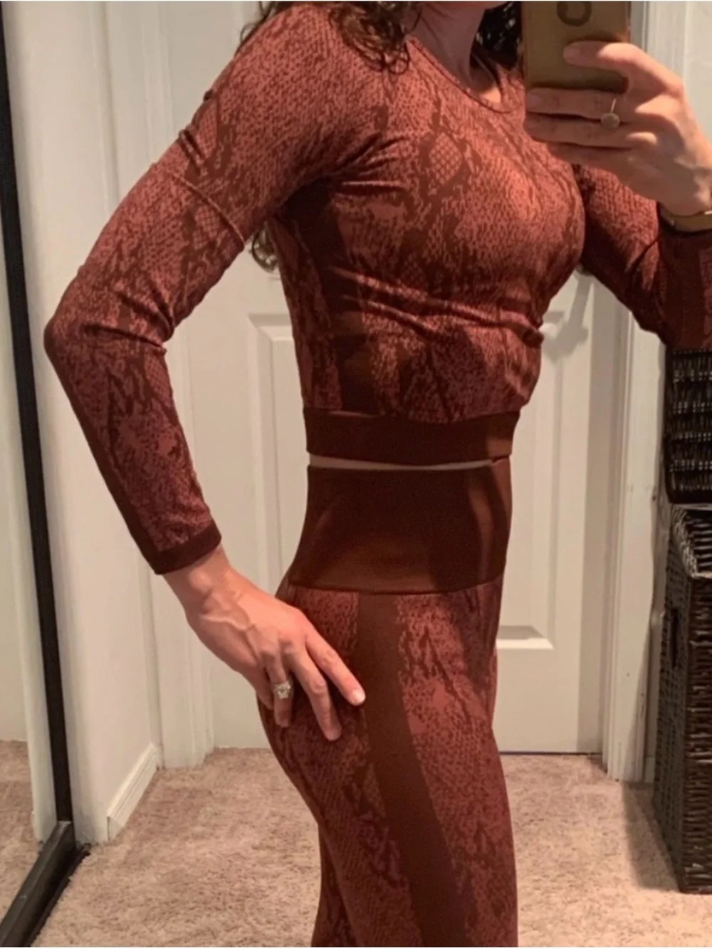 New xs small Burgundy Snake-Print Leggings Set by Fabletics